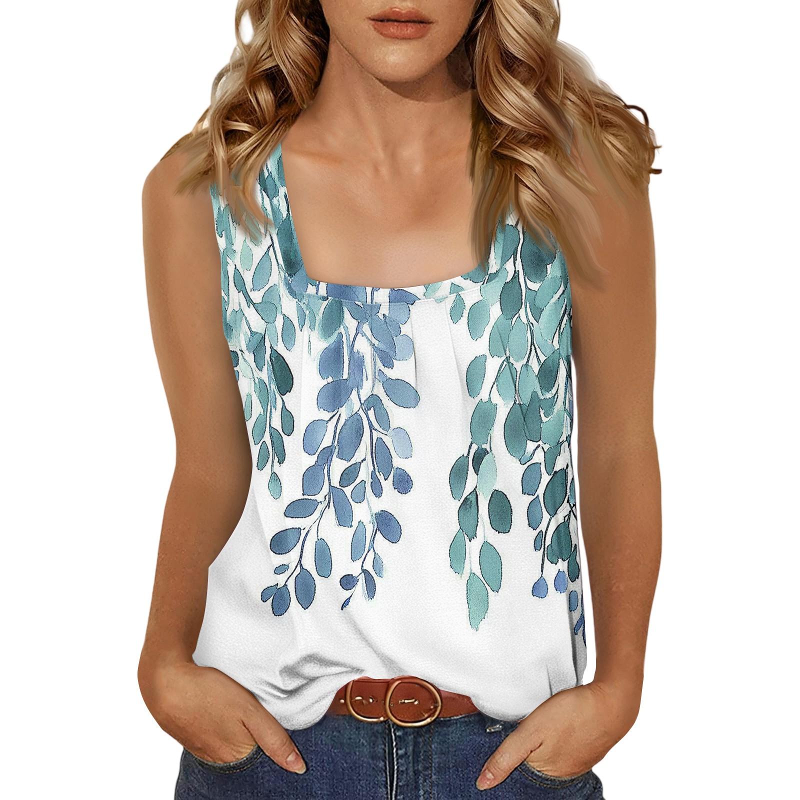 

Женская повседневная мода темперамент элегантный квадратный вырез диапазон цветочный принт топ XL