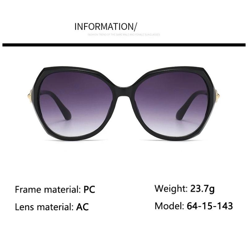 Non-polarized Elegant Large-frame Ladies' Sunnies, with Gradient Lenses and Decorated Temples. Perfect for Daily Sun Protection and Styling.