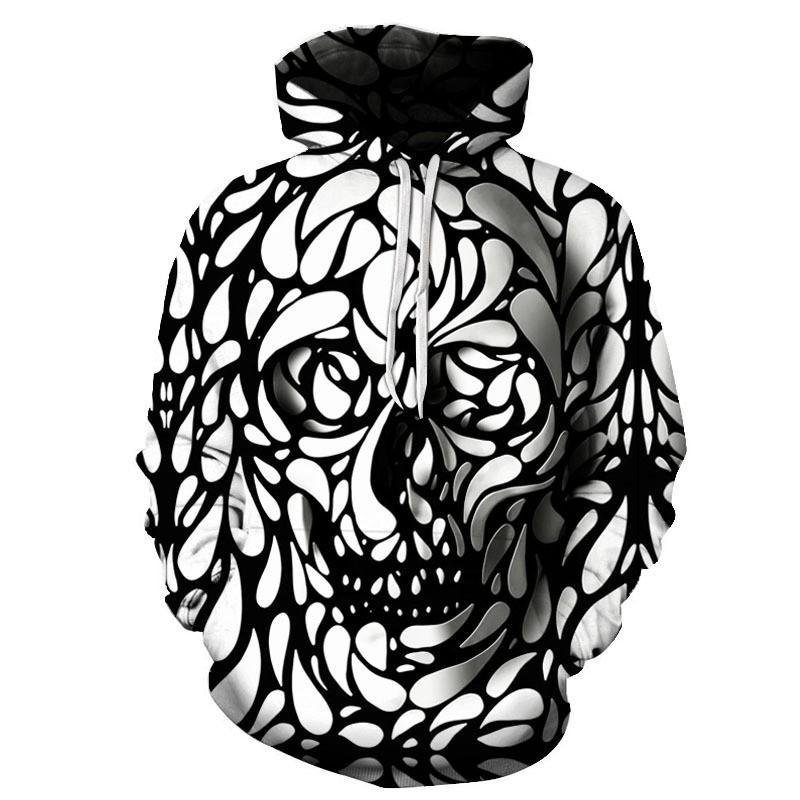 Unisex Oversized Hoodie With Black White Abstract Spiral 3D Digital Print Loose Fit Casual Wear