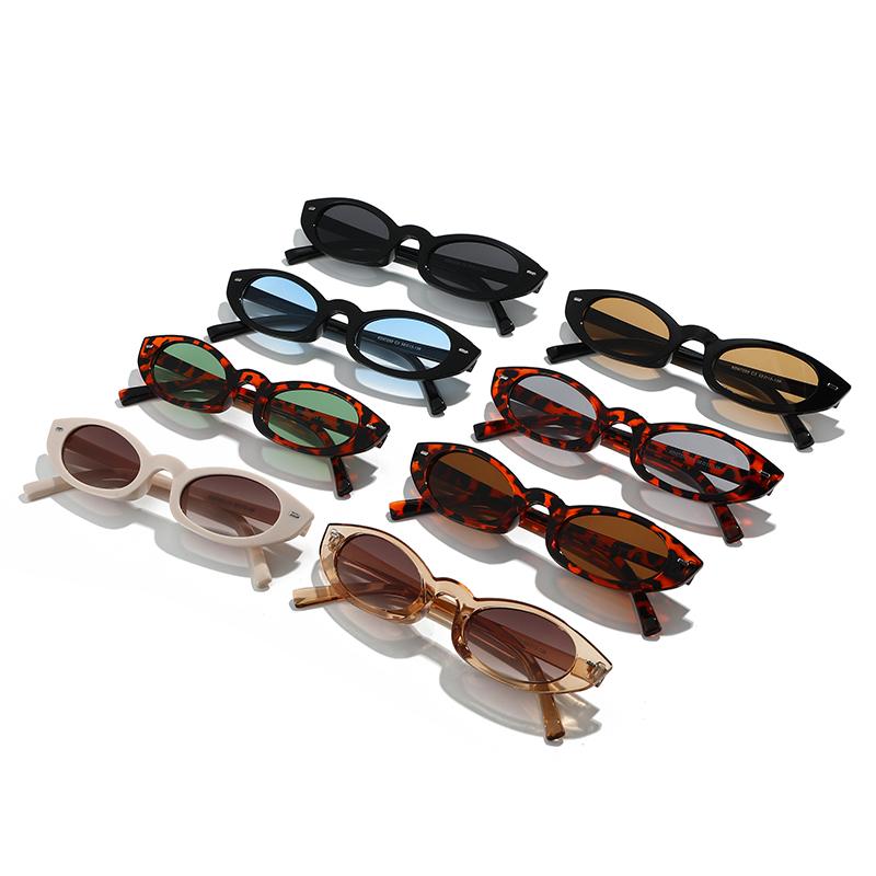 Retro Oval Cat-Eye Sunglasses – Vintage 90s Narrow Frame UV400 Fashion Eyewear for Women & Men