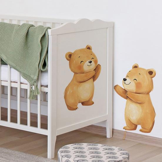Bear Design Window Sticker, Self-Adhesive Waterproof Wall Decal for Living Room Bedroom Entrance Hall Home Decor