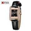 OFNS Elegant Women's Square Dial Watch: Simple Niche Bar Markers, Waterproof, Luxury Diamond Inlaid Quartz.