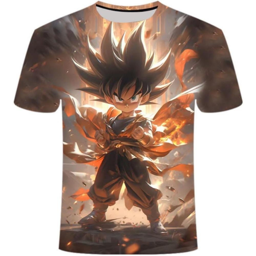 Anime tričko 3D potisk komiksový nový letní tričko, módní tričko s krátkým rukávem pro muže a ženy černé s kulatým výstřihem.