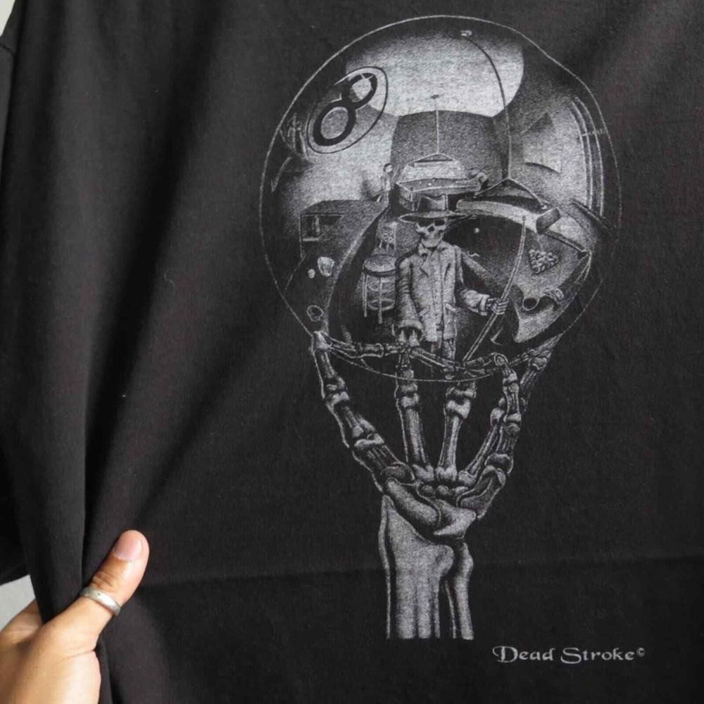 Vintage Dead Stroke Pool T Shirt MC Escher Parody Pool Hall Sketch Parody Unisex T-Shirt S