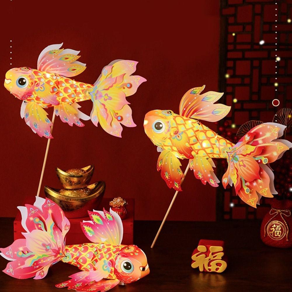 3D Mid-Autumn Festival Lantern Chinese Traditional Luminous Goldfish Light  Celebration