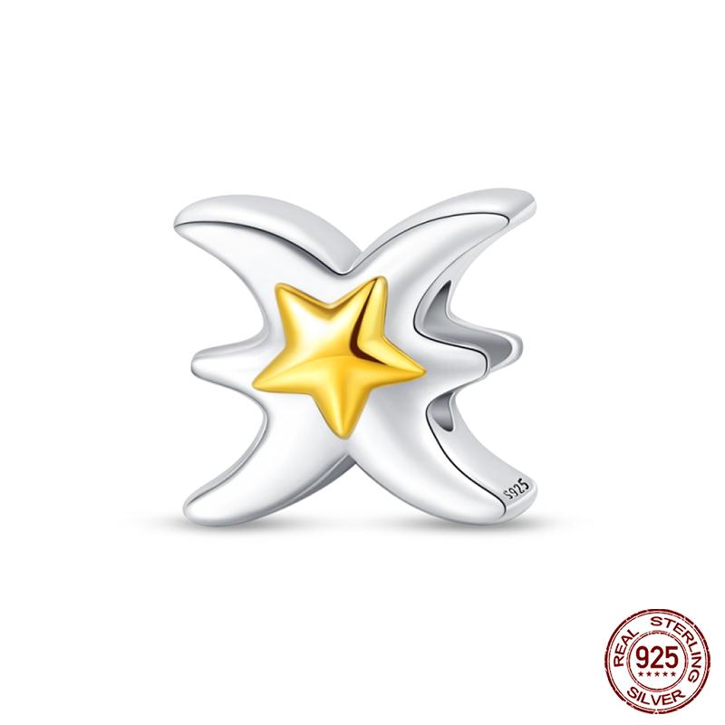 Kupfer 12 Sternbilder Anhänger Goldener Stern Tierkreis Perlen Passend für Qikaola Original Armbänder DIY Geburtstags Schmuck Geschenke