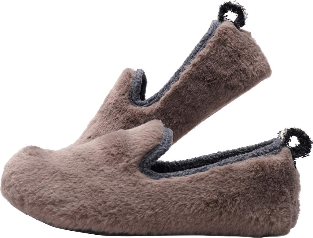 Frontier Fluffy Fur Room Dark Size Slip-On Shoes, Moffy, Gray, M, 23-23.5cm
