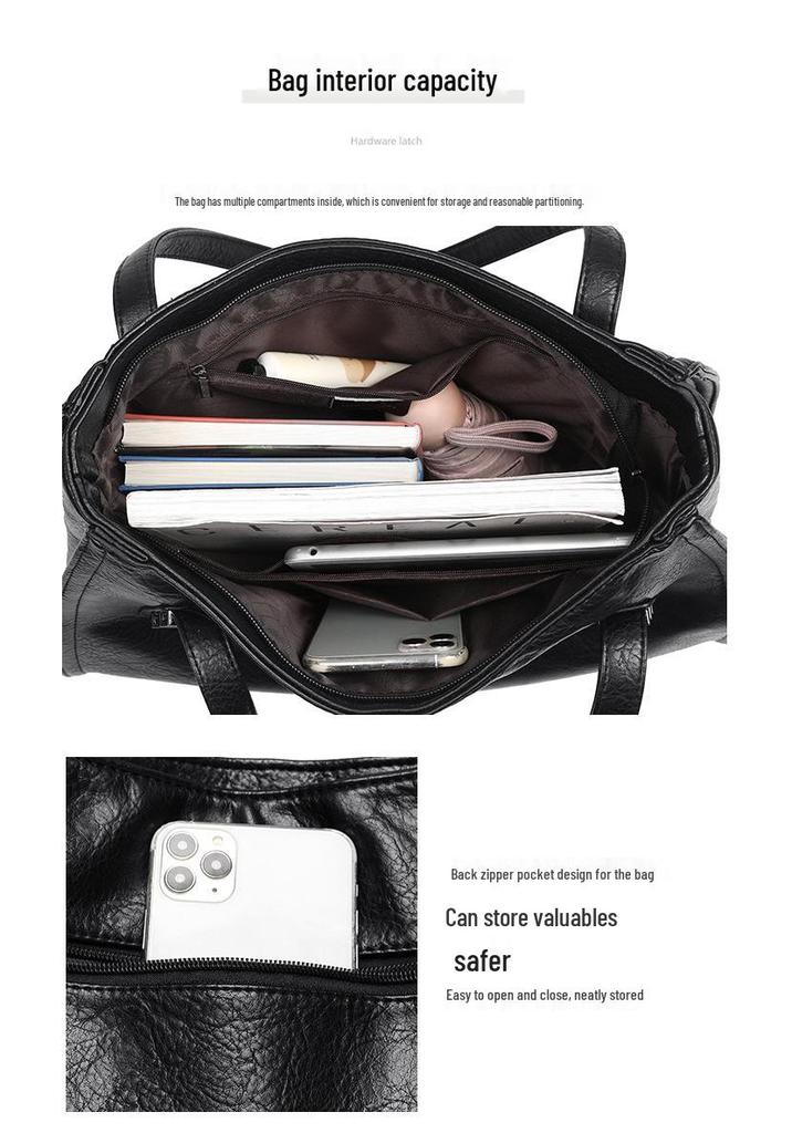 2026 Retro Women's Large Capacity Soft Leather Tote - Casual Single Shoulder Underarm Bag