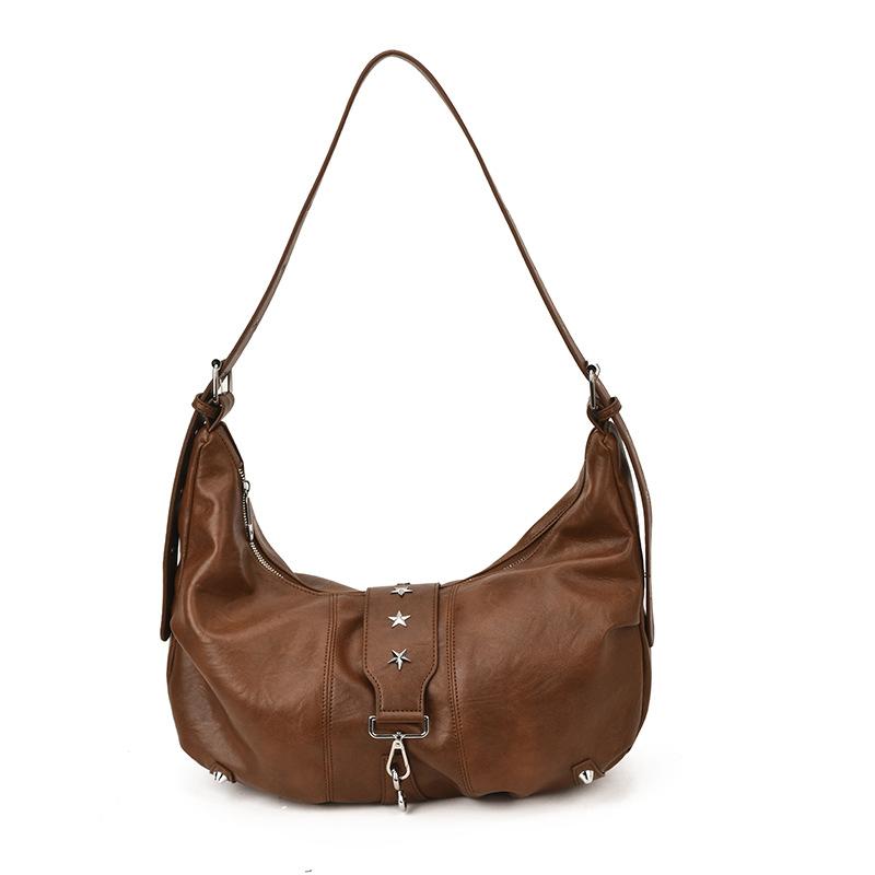 

Fashionable PU Shoulder Bag with Star Detailing and Adjustable Strap for Everyday Use коричневый