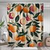Yellow Peach Pattern Polyester Material Shower Curtain Waterproof Cloth Bathroom Thickeneded Mildew-proof  Curtain Bathroom