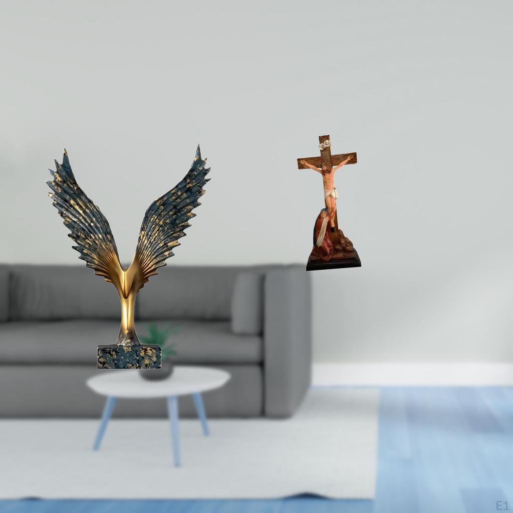 Resin Spreading Wing Statue Sculpture Feng Shui Ornament Decorative Jesus Holy Religious