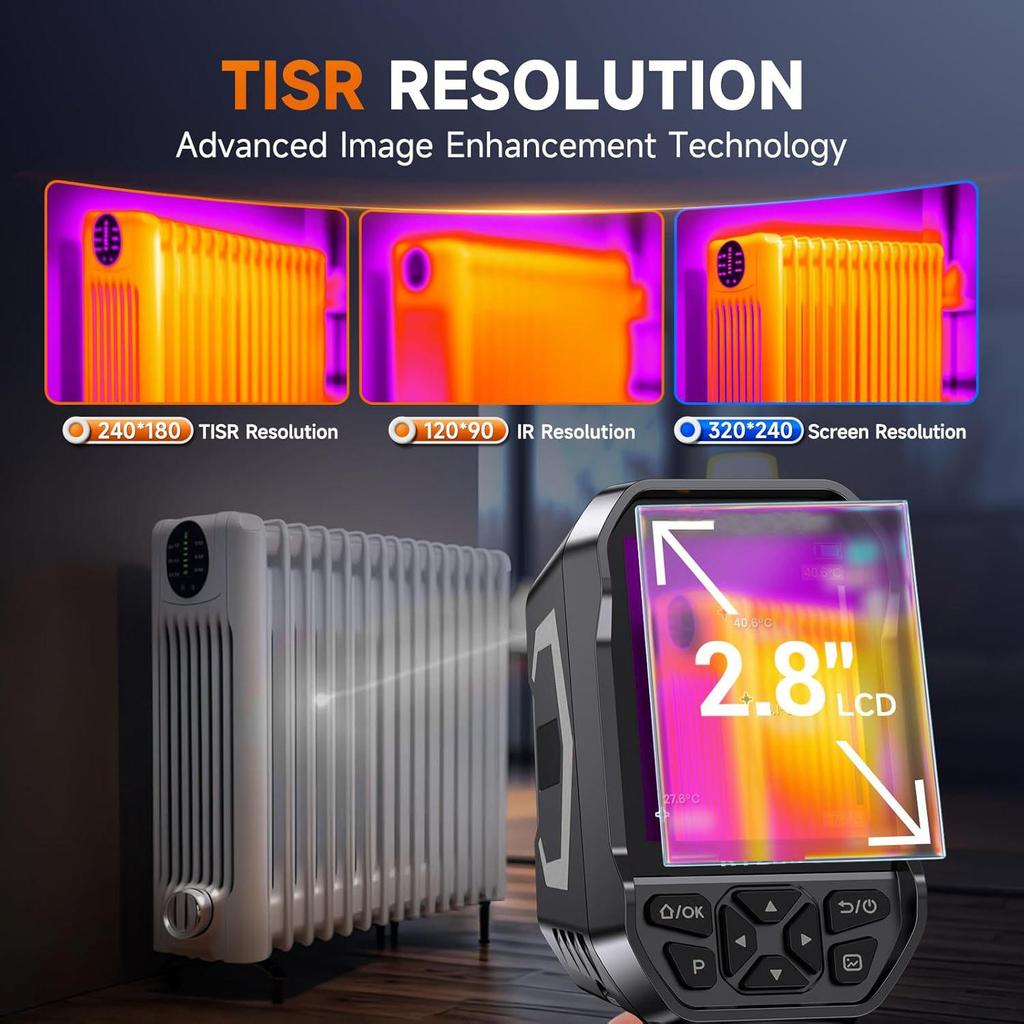 Termocamera a infrarossi portatile ThermDeer, Schermo LCD da 2,8" 320 x 240 Fotocamera termica, Risoluzione TISR 240 x 180, Fotocamere a infrarossi portatili da 25Hz