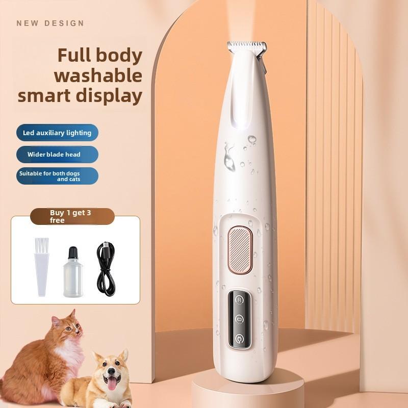 Waterproof LED Light Dog and Cat Foot Hair Trimmer, Pet Foot Hair Trimmer, Rechargeable Electric Clipper with Light for Dog Hair Trimming
