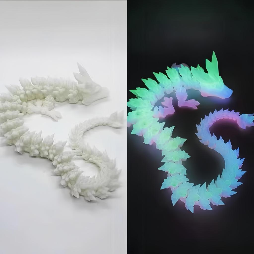 Drago di Cristallo Radioso Giocattolo Fidget Stampato in 3D con Design Articolato