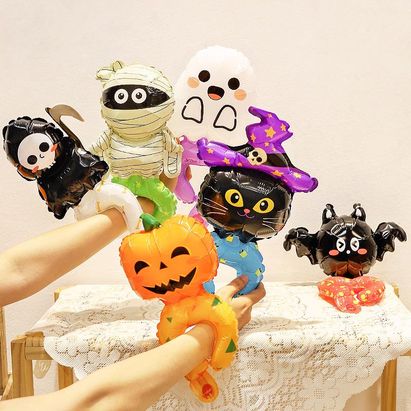 Halloween Pumpkin Lantern Balloons with Handheld Sticks for Party and Kindergarten Decorations