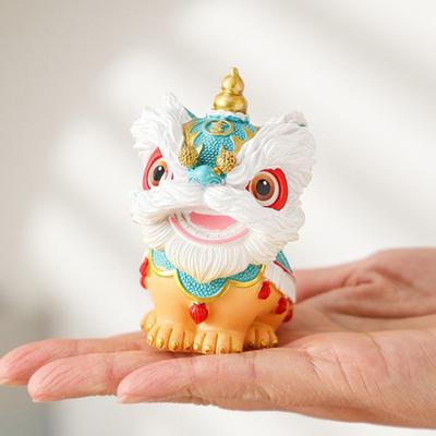 Chinese Style Lion Figurine Cartoon Guardian Lion Resin Statue Home Office Feng Shui Decoration Ornament Holiday Housewarming Gift