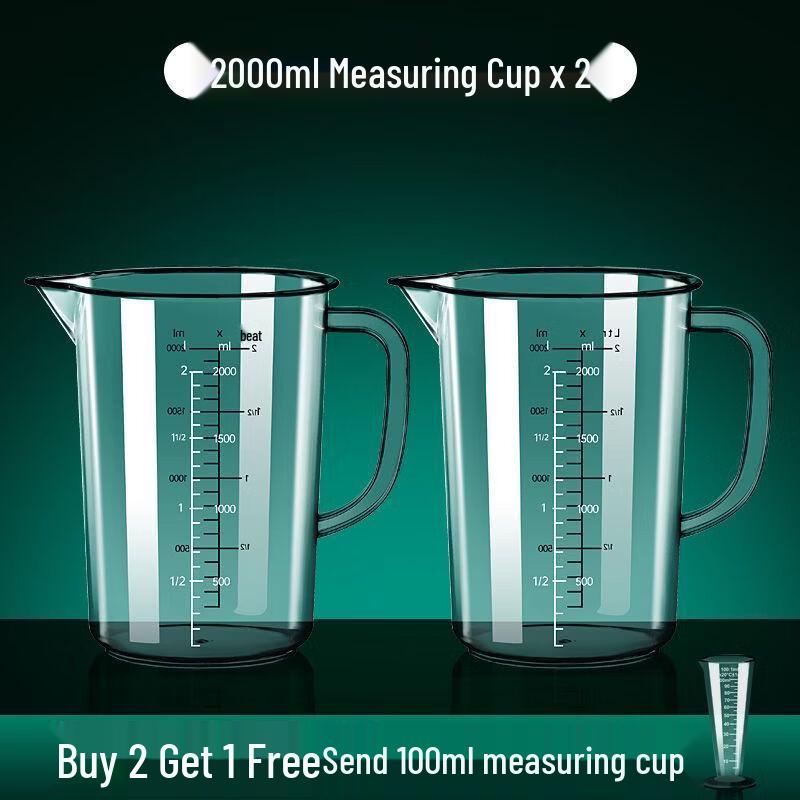 Food-Grade Graduated Measuring Cup Set, 2000ml (2-Pack)