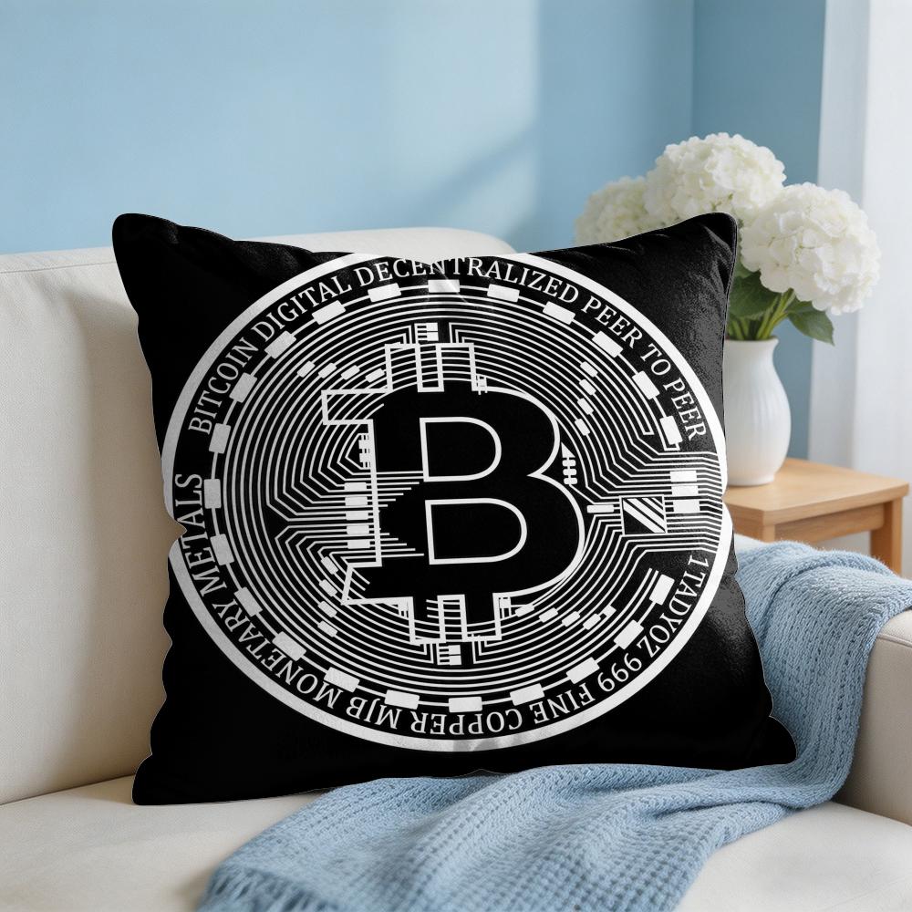 Bitcoin Btc Logo Cool Cushion Cover Square Pillow Bedroom Sofa Leisure Comfort Living Room Home Decoration X