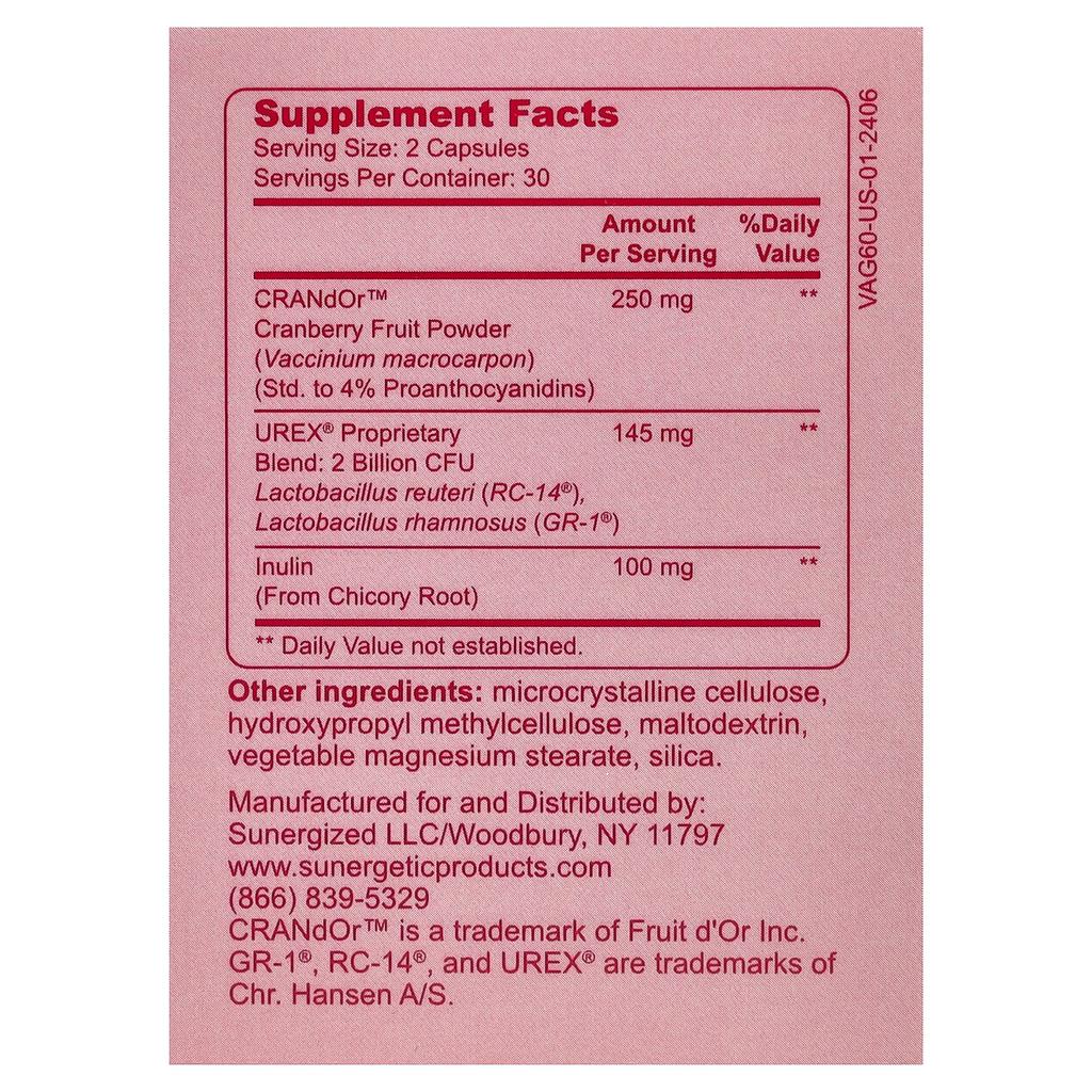 Sunergetic, Vaginal Probiotic, 60 Capsules