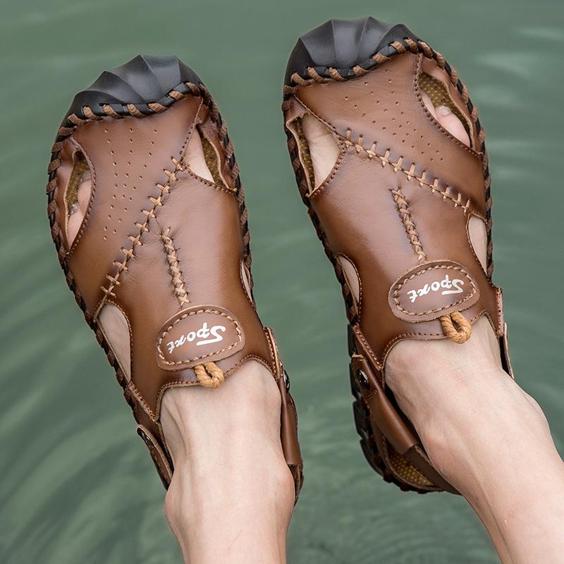 Fashion Genuine Leather Men Shoes Summer New Men's Sandals Plus Size Fashion Sandals Casual Outdoor Beach Water Slippers
