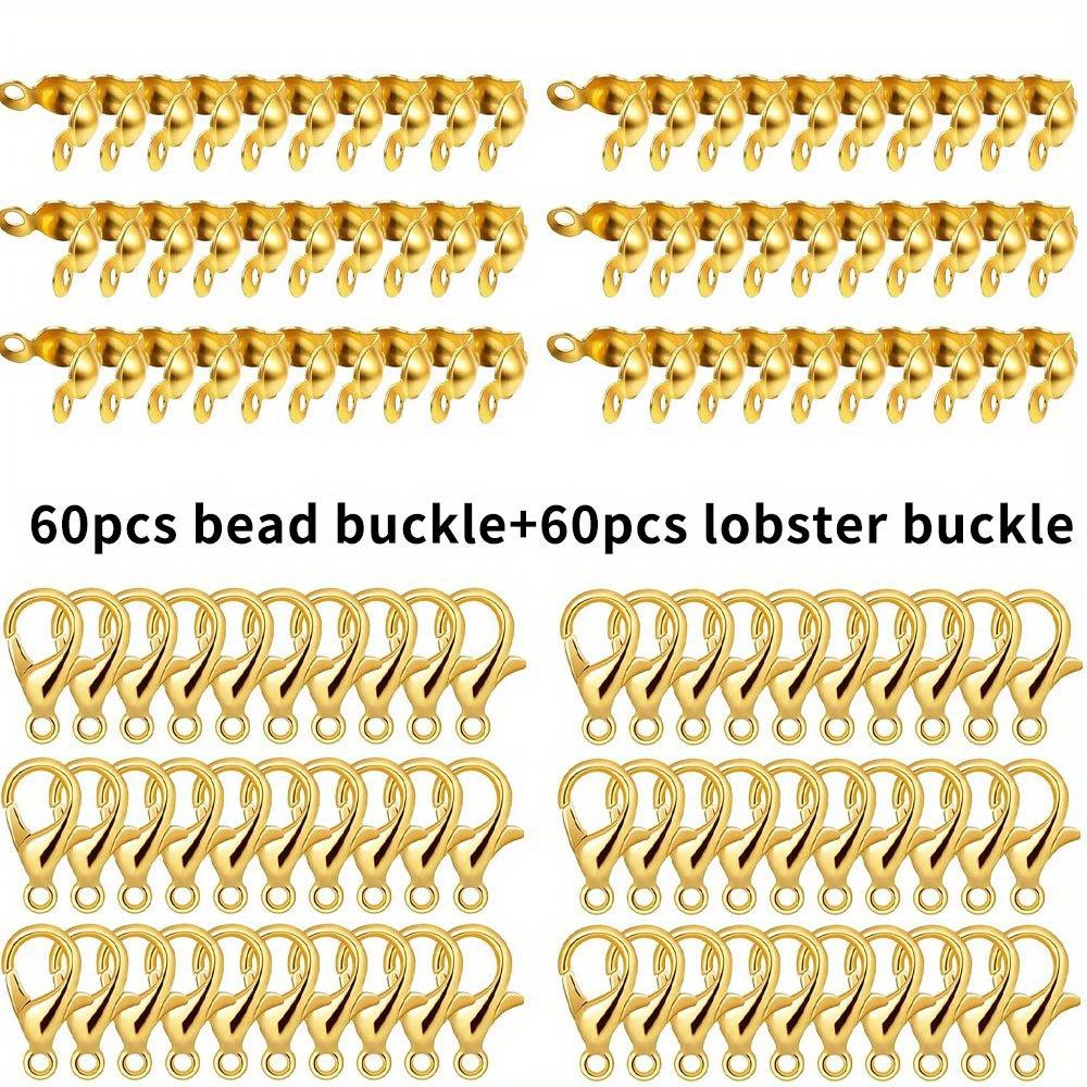 120/240 Stück Schmuckherstellungszubehör-Set, einschließlich Karabinerverschluss, Quetschperlen-Knotenverdeckungen, DIY Schmuckherstellungsmaterialien Armband