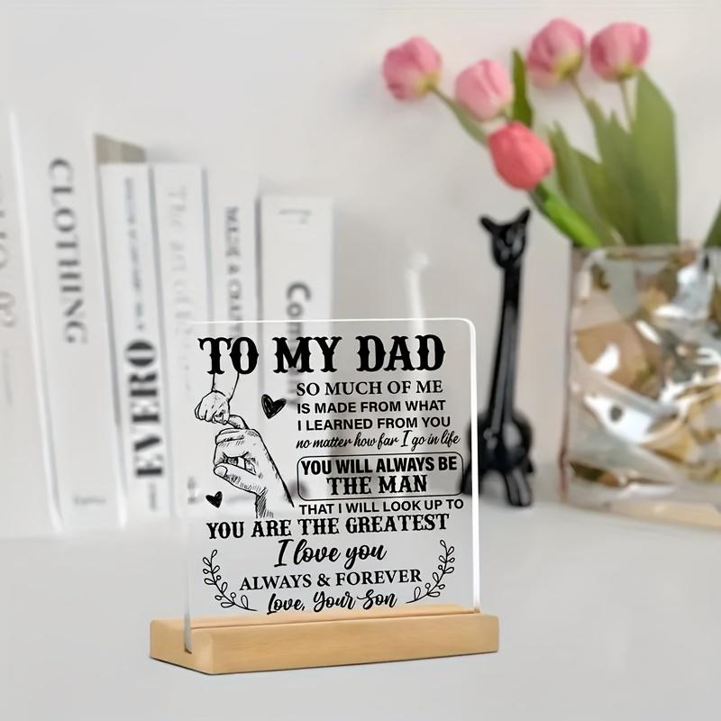 Heart-Holding Acrylic Plaque. Wooden Base, an Inspirational Gift for Dads & Special Occasions.