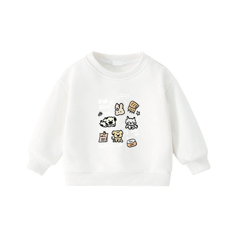 Child's Warm Cartoon Sweatshirt: Velvet, Thick, Long-Sleeve, Winter-Ready, Korean Casual Style—No Hood