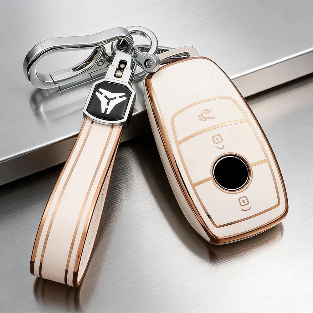 3 Buttons Tpu Car Key Case Cover For Mercedes Benz E C S Glc Class E200 E400 E63 W213 S550 S560 C260 A200 Key Holder Keychain
