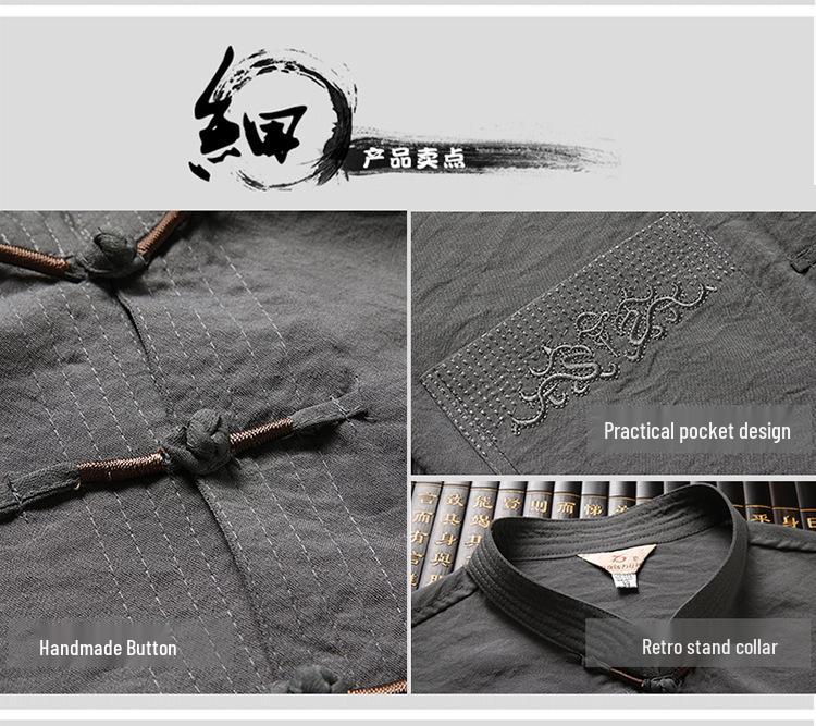 Men's Chinese Style Tang Suit Set – Long Sleeve for Elderly (Spring/Fall) & Short Sleeve for Middle-Aged Dads (Summer).