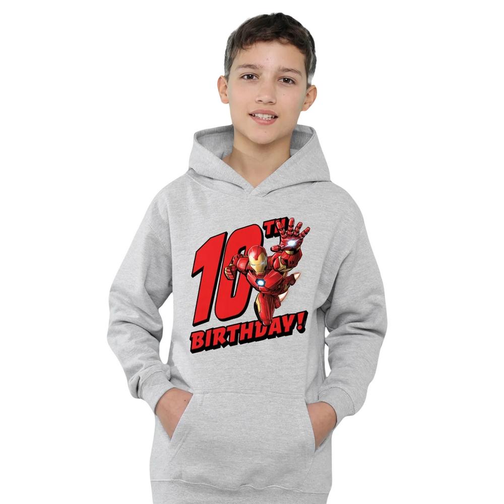 Marvel Childrens/Kids Iron Man Heather 10th Birthday Hoodie