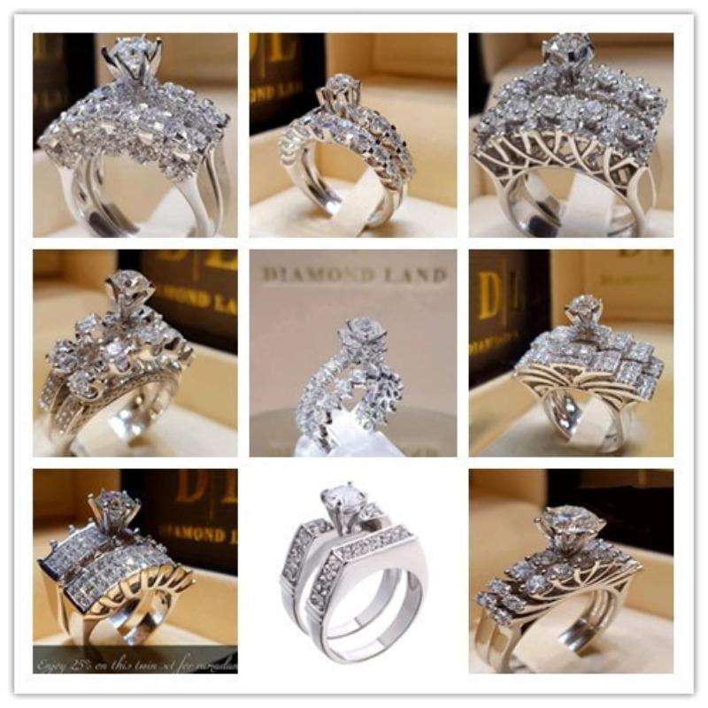 Accessori Set Coppia Anello Moda Donna Anello Zircone