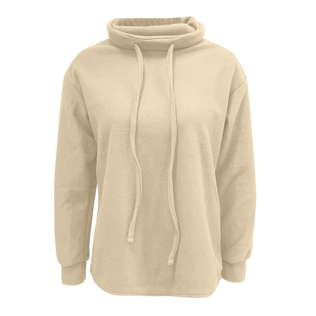 Fashion Women High Collar Casual Sleeve Pullover Blouse Long Sleeve Tops Blouse