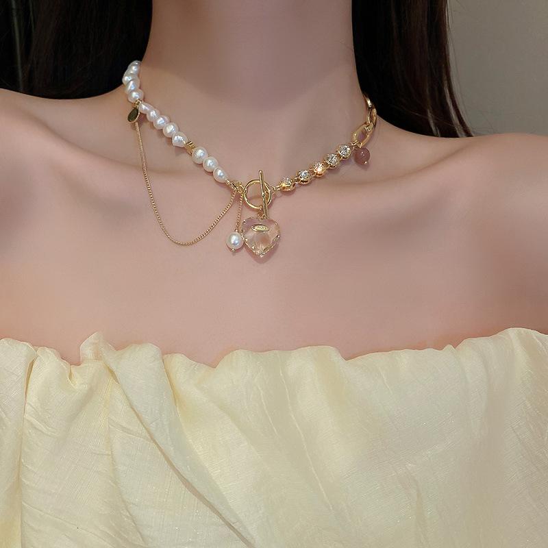 French Vintage Baroque Pearl Necklace Summer Niche Premium Sense Clavicle Chain Light Luxury Versatile Necklace Women