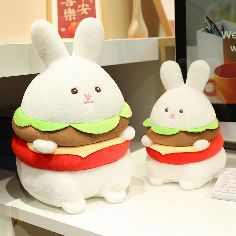 Creative Soft Burger Rabbit Doll Plush Toy Little White Rabbit Doll Children's Soothing Ragdoll Birthday Gift