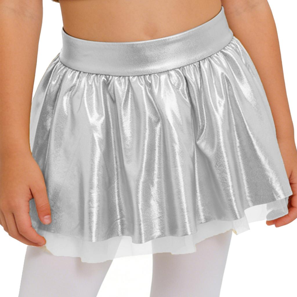 Falda Tutú de Baile para Niñas Cintura Elástica Metálica Disfraz Brillante Competición de Actuación