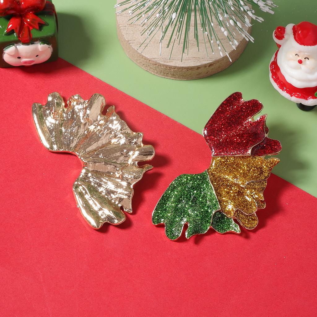 Stylish Simple Christmas Day Alloy Irregular Leaf Stud Earrings Everyday Commuter Woman