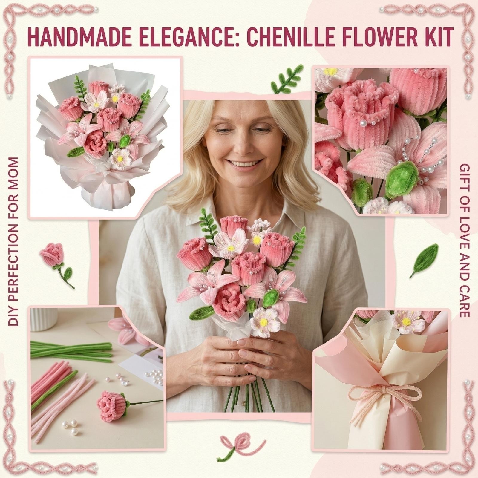 Stick Bouquet Rose Handmade Woven DIY Material Kit Mother s Day Blessings Gift For Mom One Size