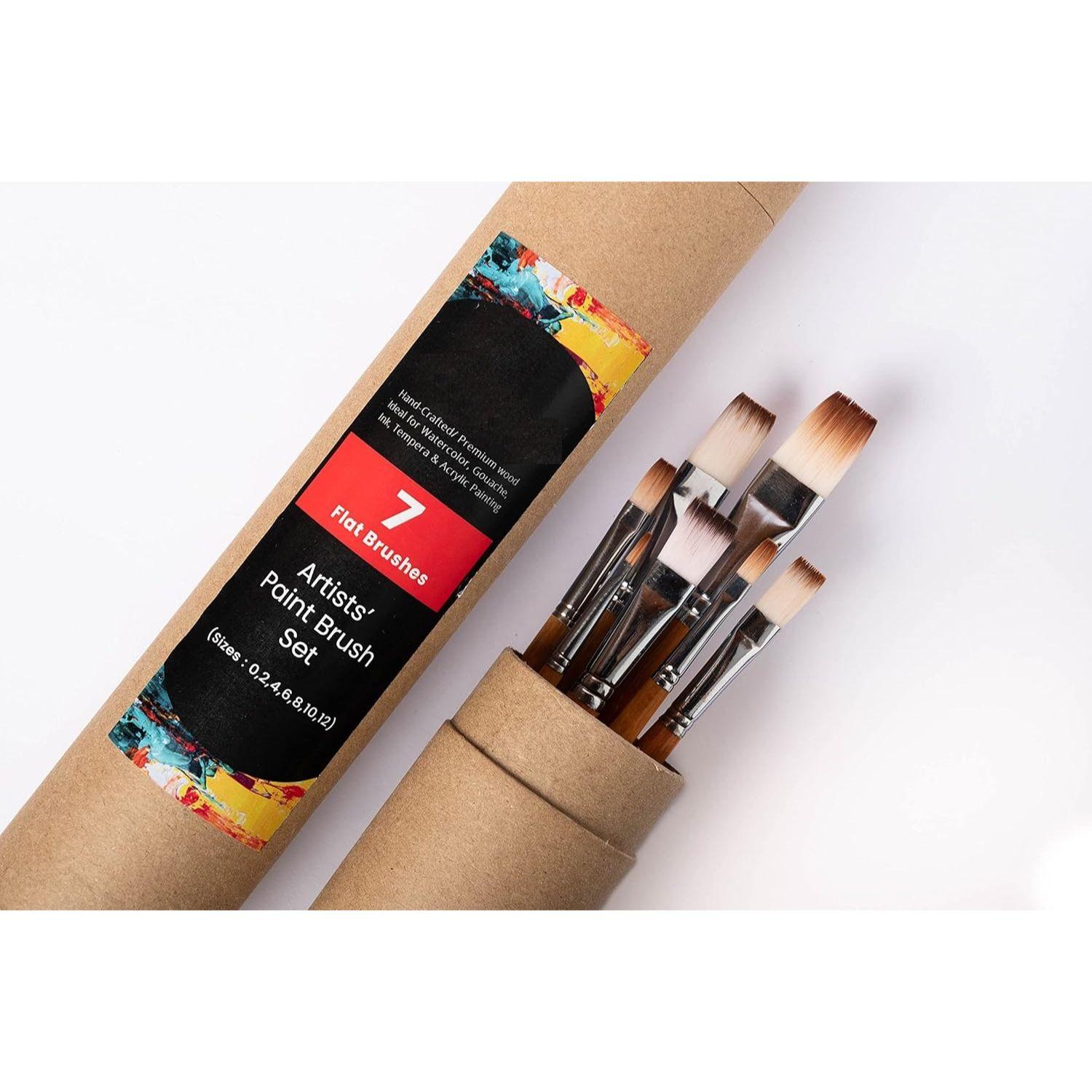 

Набор плоских кистей/Набор профессиональных кистей ручной работы для рисования акрилом, акварелью и гуашью с подставкой для кистей - Не тестируется на животных