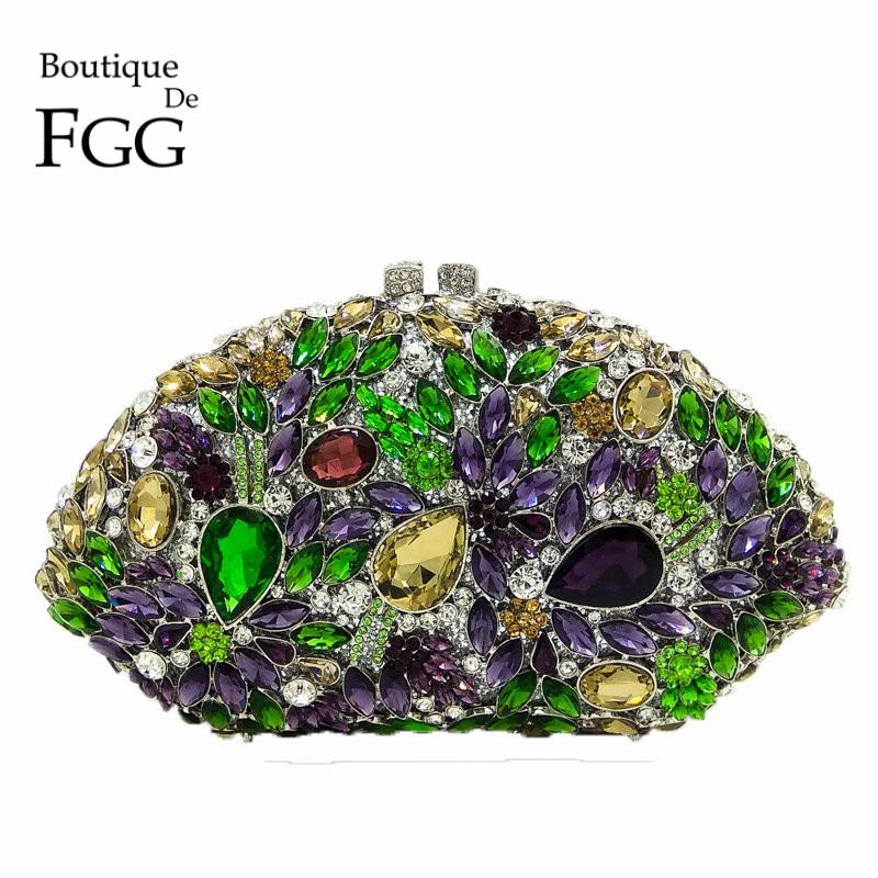 

Boutique De FGG Tan\Black Women Flower Evening Bags and Clutches Party Dinner Bridal Wedding Handbags Rhinestone Clutch Purse Mini Clutch