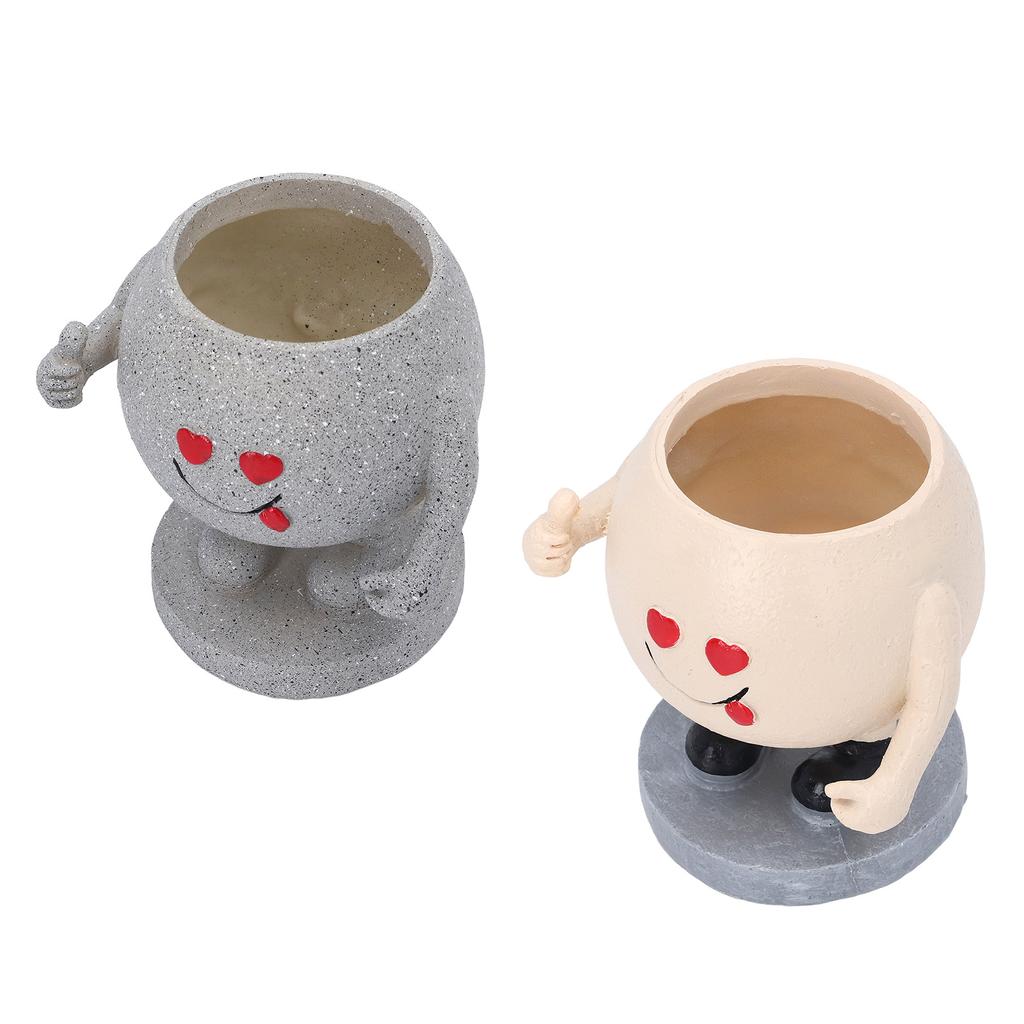 Urocza doniczka okrągła kreskówkowa żywiczna twarz doniczka doniczka z otworem drenażowym na sukulenty Ind