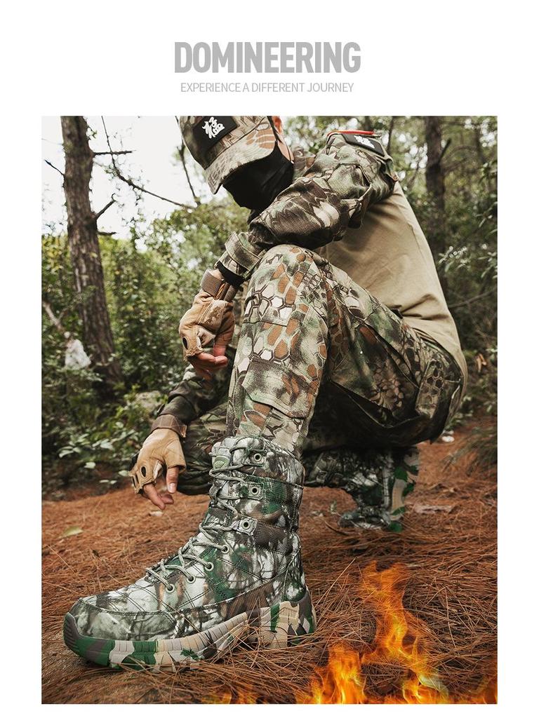 2024 Men's Plus Size High-Top Camouflage Combat and Hiking Boots