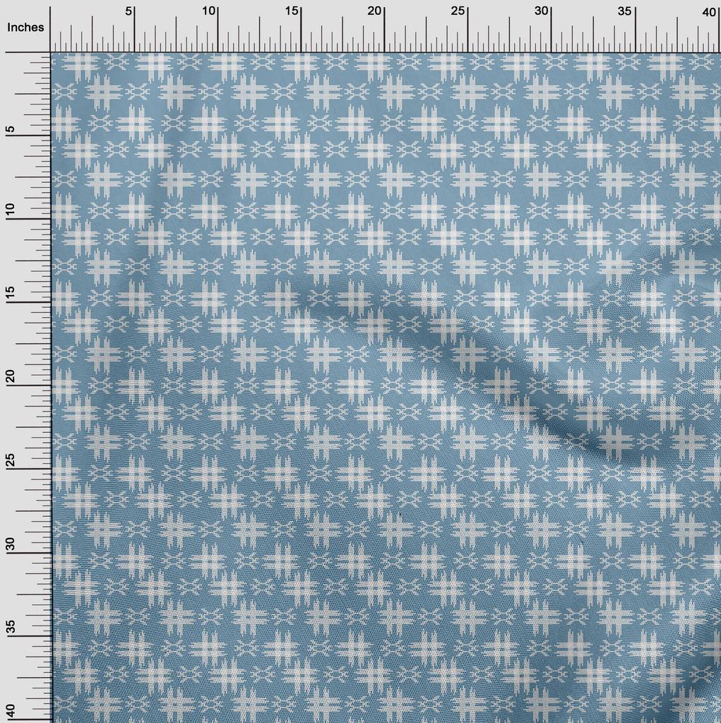 oneOone Tissu Coton Flex Imprimé Kasuri à Carreaux Tissu au Mètre Largeur 40 Pouces