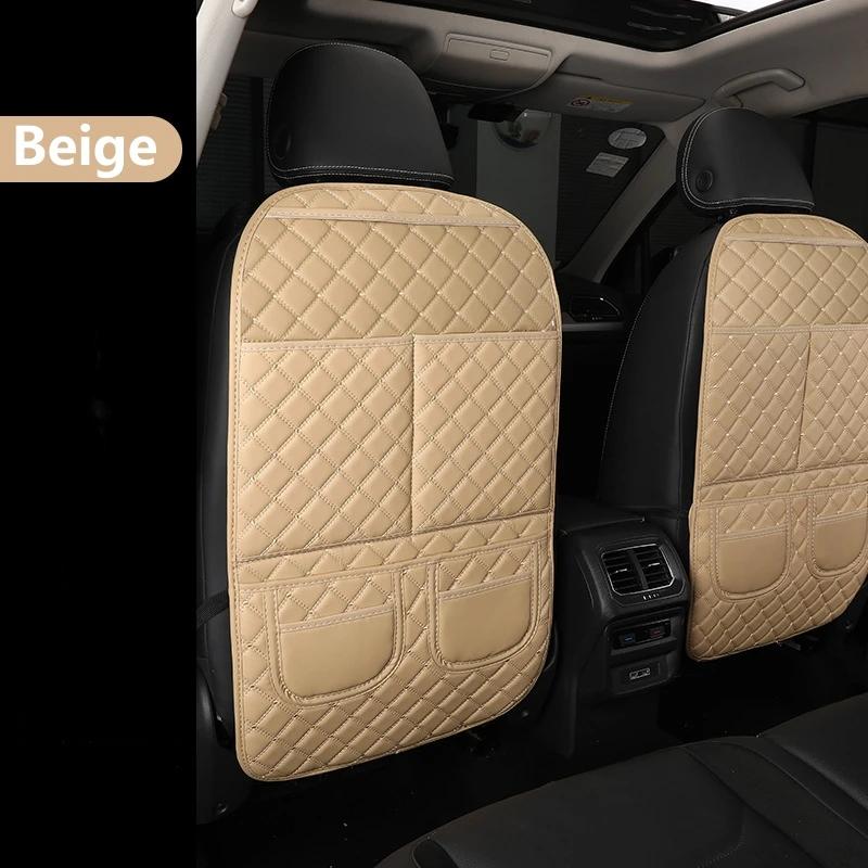 Auto-Anti-Kick-Pad mit Organizer-Tasche, Leder, universelle Sitzlehnen-Schutzhülle, wasserdichte Trittmatten für Kinder auf dem Rücksitz