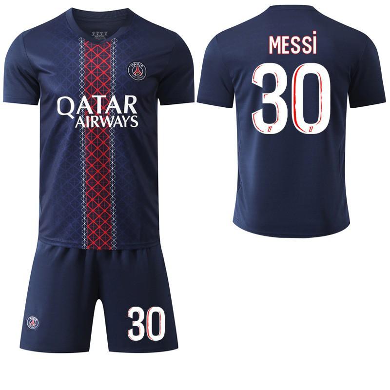 

2025-26 No. 7 Mbappe 10 Dembele 30 Messi Jersey Greater Paris Home Football Shirt Set #16