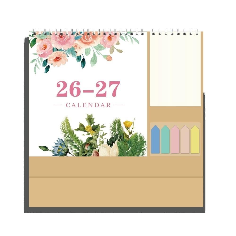 Thick Paper Desk Calendar July 2026-June 2027 Twin-Coil Binding English Calendar Creative Design Daily Plan Calendar
