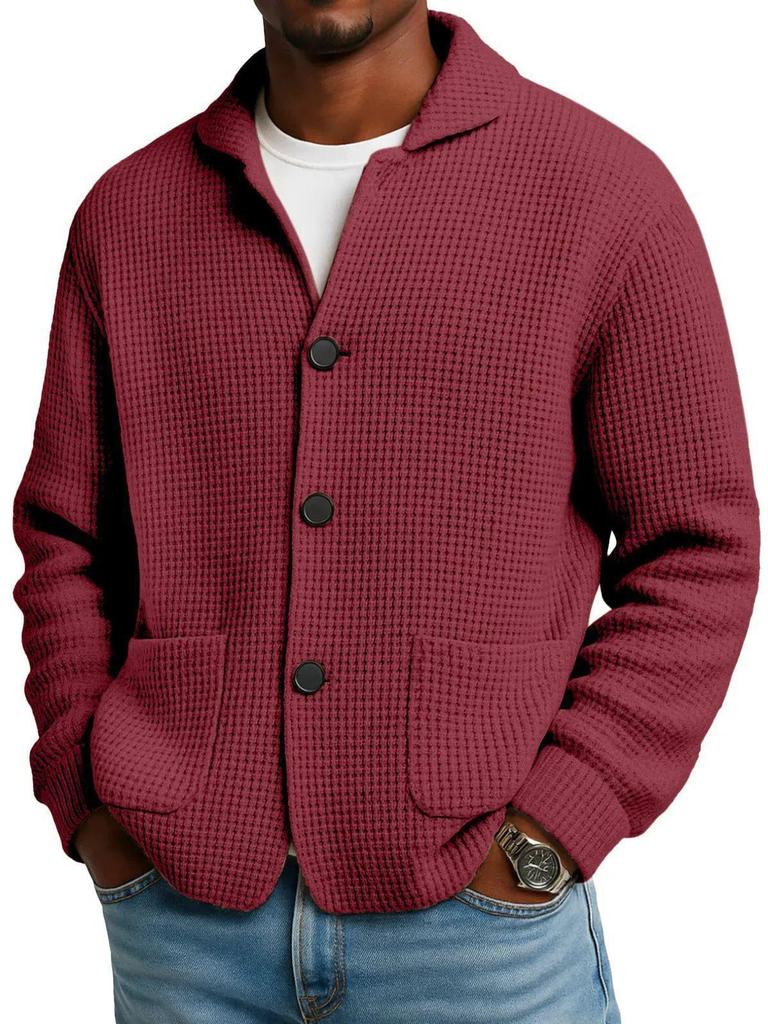 Giacca da Uomo con Revers Europea & Americana - Autunno/Inverno Maglia a Nido d'Ape Camicia Casual alla Moda