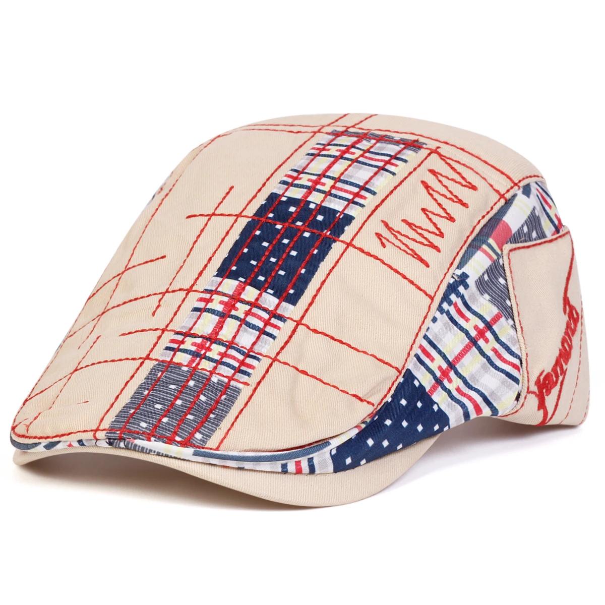 

Unisex Colorful Fabric Splicing Newsboy Caps British Painters Hats Spring Autumn Octagonal Cap Hip Hop Berets Hat
