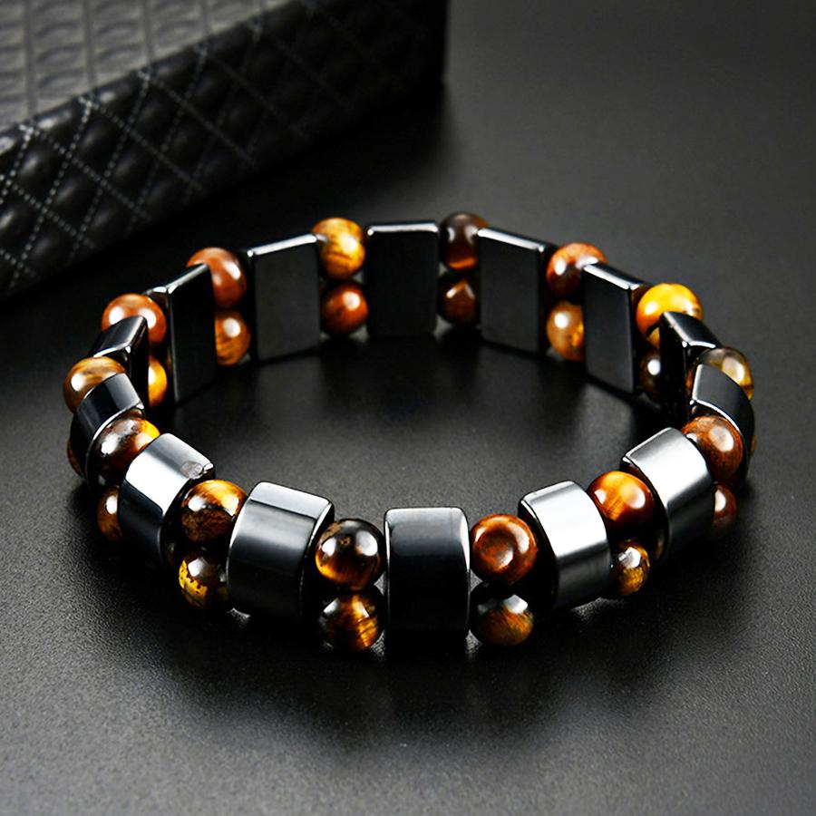 New Double Hematite Tiger's Eye Bracelets Men Tiger Eye Hematite Charm Bracelets for Women Natural Energy Stone Bracelet Jewelry