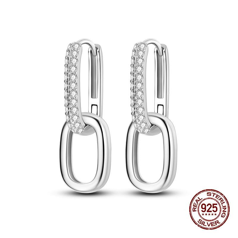 New Earrings for Women 925 Silver Color Star Geometric Entangle Zircon Earrings Fine Wedding Engagement Birthday Jewelry Gifts