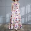 DIMANAF 2025 Women Summer Dress Ladies Basic Long Linen Flower Dress 8135